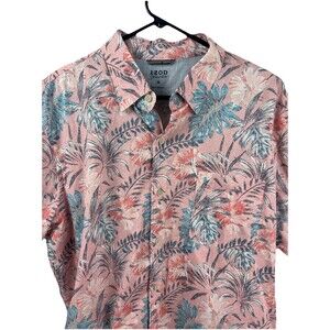 IZOD Saltwater Men’s XL Floral Pink Button Down Hawaiian Shirt 100% Cotton